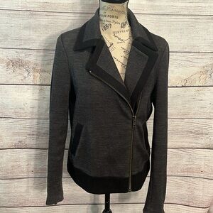 J. Crew Motorcycle Jacket Wool Blend Stretch Gray Size 6 Pockets